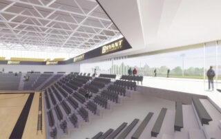 Architectural renderings of the proposed Bryant University Convocation Center & Arena