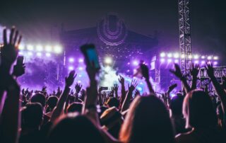 Concertgoers cheering on live music